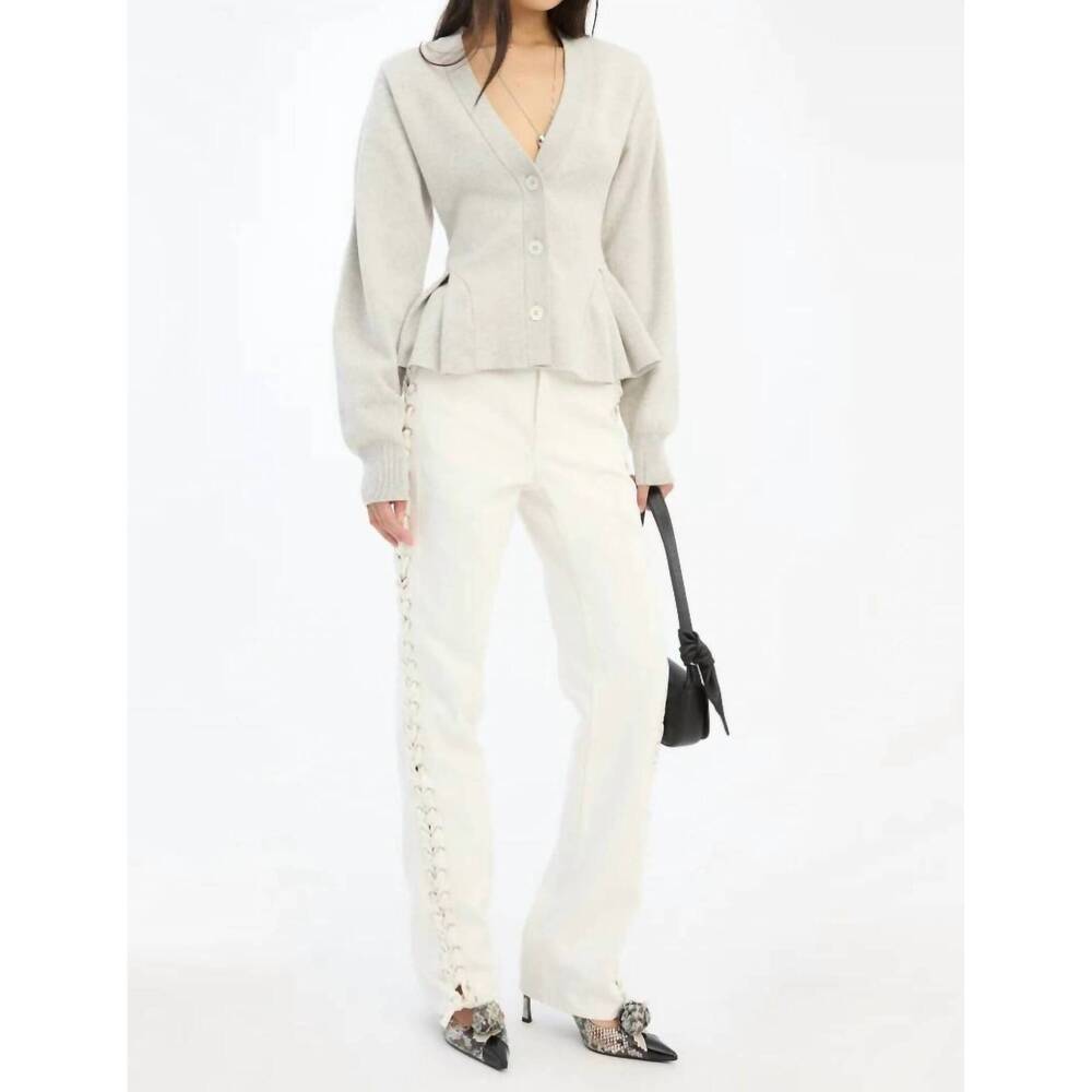 NEW ROTATE loose fit laced jeans in raw white denim
